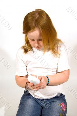 little girl with telephone