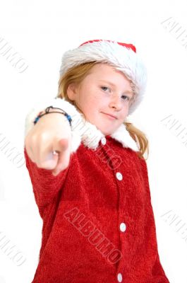 little santa pointing