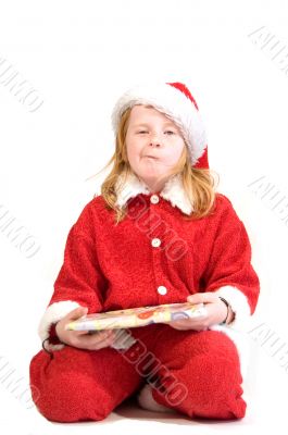 little santa with a gift