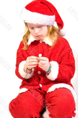 little santa busy with tape