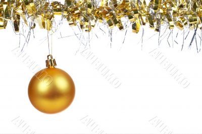 Golden Christmas ball dangling