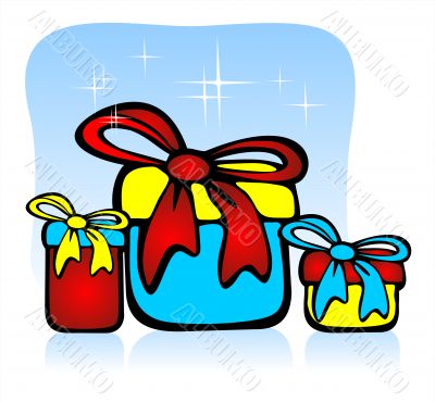 three packing boxes