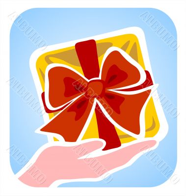 hand and gift box