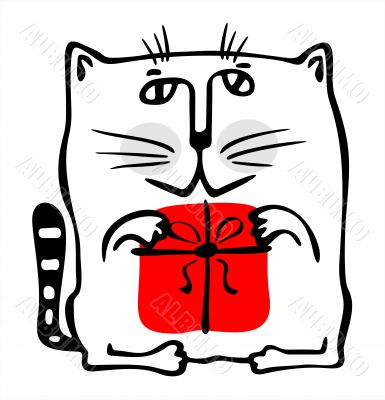 cat and present