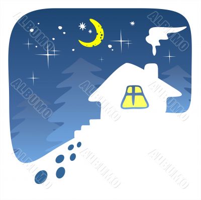 house in a winter wood