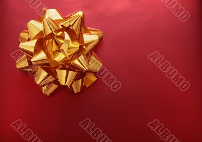golden ribbon on gift