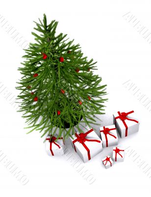 christmas tree and gifts
