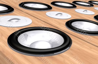 abstract wooden speakers background