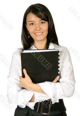 business woman smiling - folder