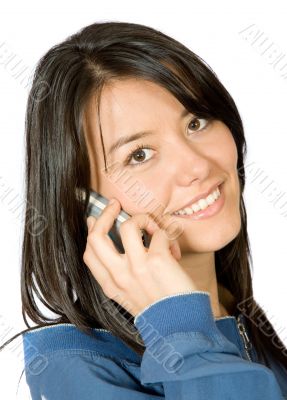 beautiful girl talking on the phone