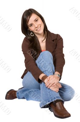 beautiful girl portrait sitting on the floor
