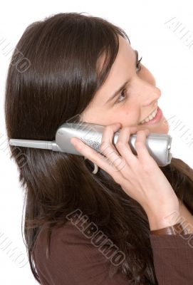 beautiful girl talking on the phone