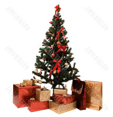 christmas tree and gifts