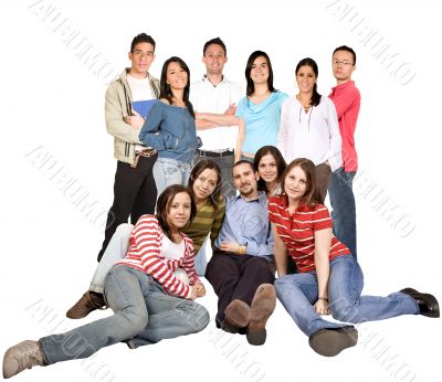 friends on the floor and standing