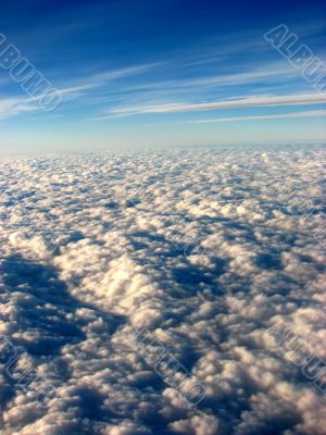 View of the clouded sky from plane