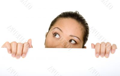 asian business woman looking up