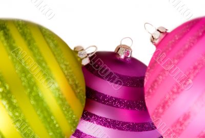 colourful christmas balls on white