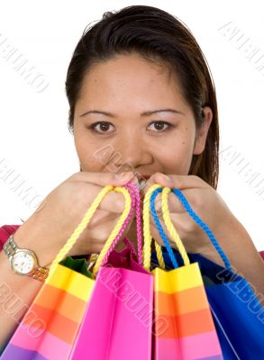 asian girl with shopping bags