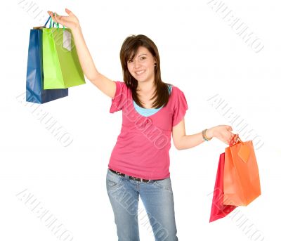 beautiful teenager with shopping bags