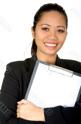 asian business woman holding a folder