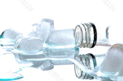 Empty bottle with ice