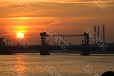 Sunset on the river Neva