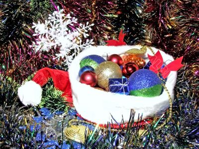 Christmas hat in garlands