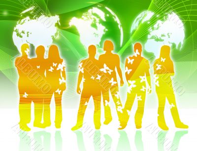textures style of people silhouettes