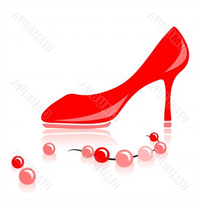 red shoe and beads