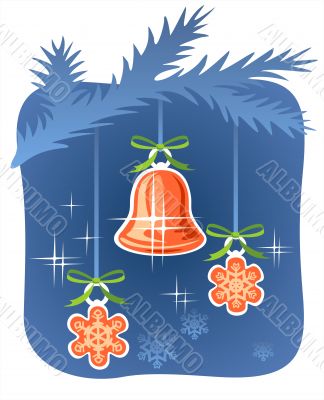 handbell and snowflakes