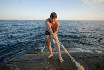 man and water