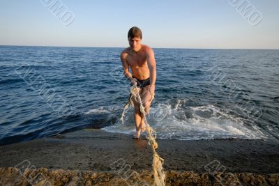 man and water