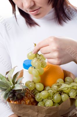 Girl with fruits