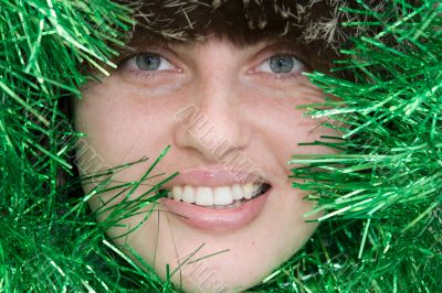 woman with tinsel