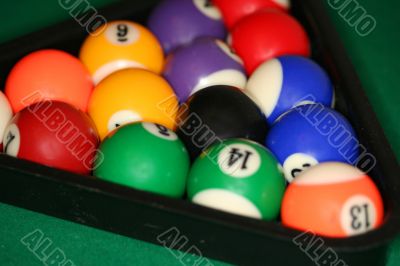 racked billiard balls, ready for the break