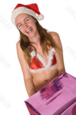 Very happy christmas girl with her present