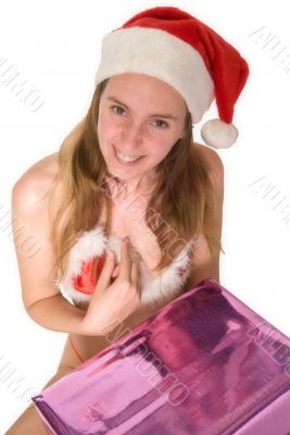 Suprised happy christmas girl