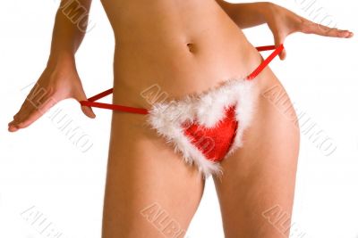 Sexy christmas bikini bottom strip