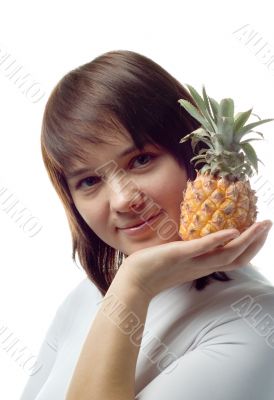 Girl with pineapple