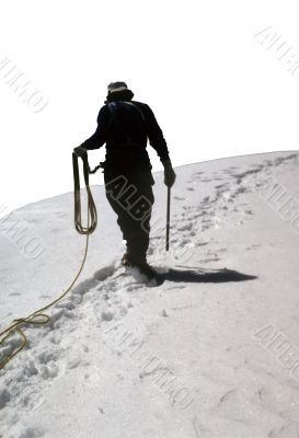 Climber leading rope team