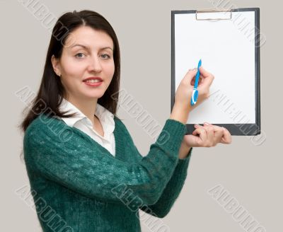 business woman with notepad