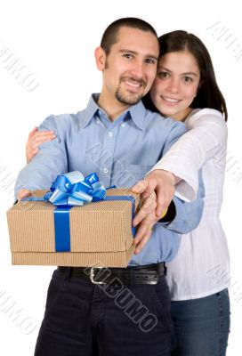 couple with a gift