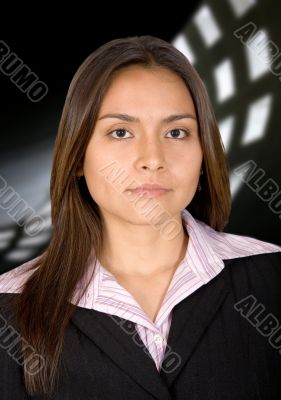 business woman on black