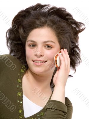 beautiful girl talking on the phone