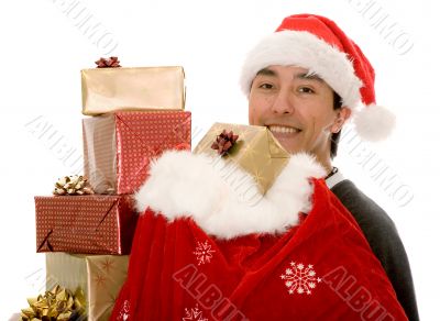 santa claus full of gifts