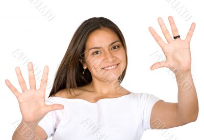 fun girl showing her hands