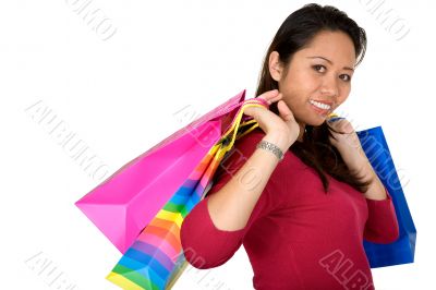 asian girl with shopping bags