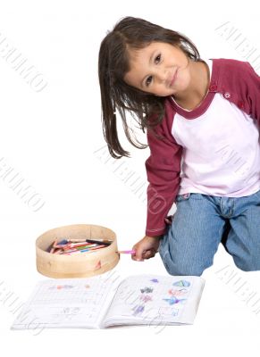 girl drawing on her notebook