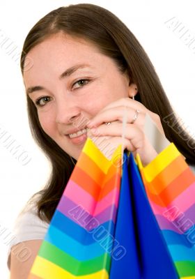 beautiful woman with shopping bags
