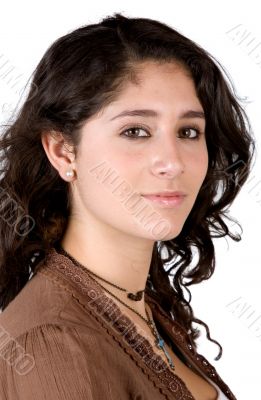 beautiful portrait of a girl wearing brown